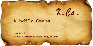 Kuhár Csaba névjegykártya