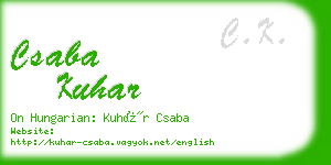 csaba kuhar business card